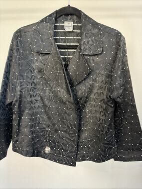 Vintage Rockies Platinum Women Black Silver Metallic Blazer